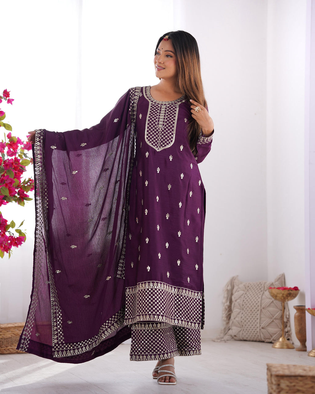 Lehenga Mart Designer Salwar Suit With Dupatta - Wine