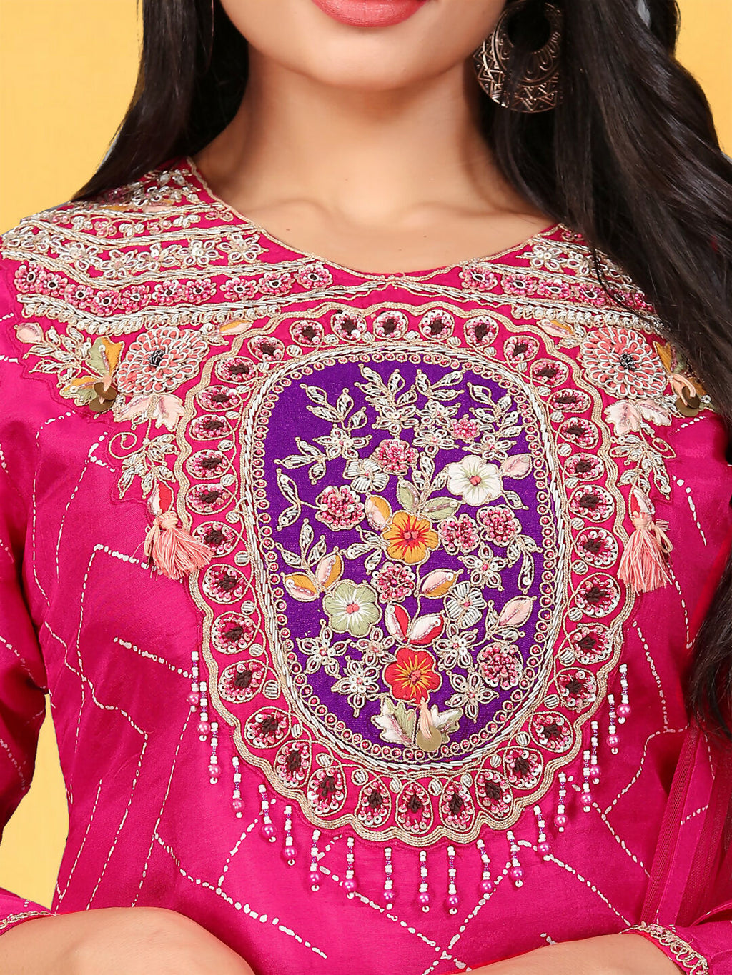 Joban Fashion Rani Cotton Premium Pure Viscose Print Dola With Handwork Kurta set