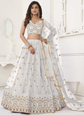 Vegaa Fashion White Butterfly Net Embroidery Thread Designer Lehenga