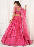 Vegaa Fashion Pink Butterfly Net Embroidery Thread Designer Lehenga