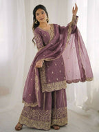 Teeya Creation Onion Color Fendy Silk Embroidery Work Wedding Wear Salwar Suit - Distacart