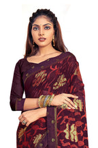 Vamika Whine Designer Chiffon Brasso Saree With Exclusive Banarasi Lace