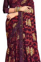 Vamika Whine Designer Chiffon Brasso Saree With Exclusive Banarasi Lace