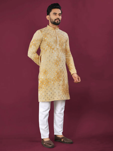 Anaita Yellow Chikankari Work Viscose Rayon Straight Kurta