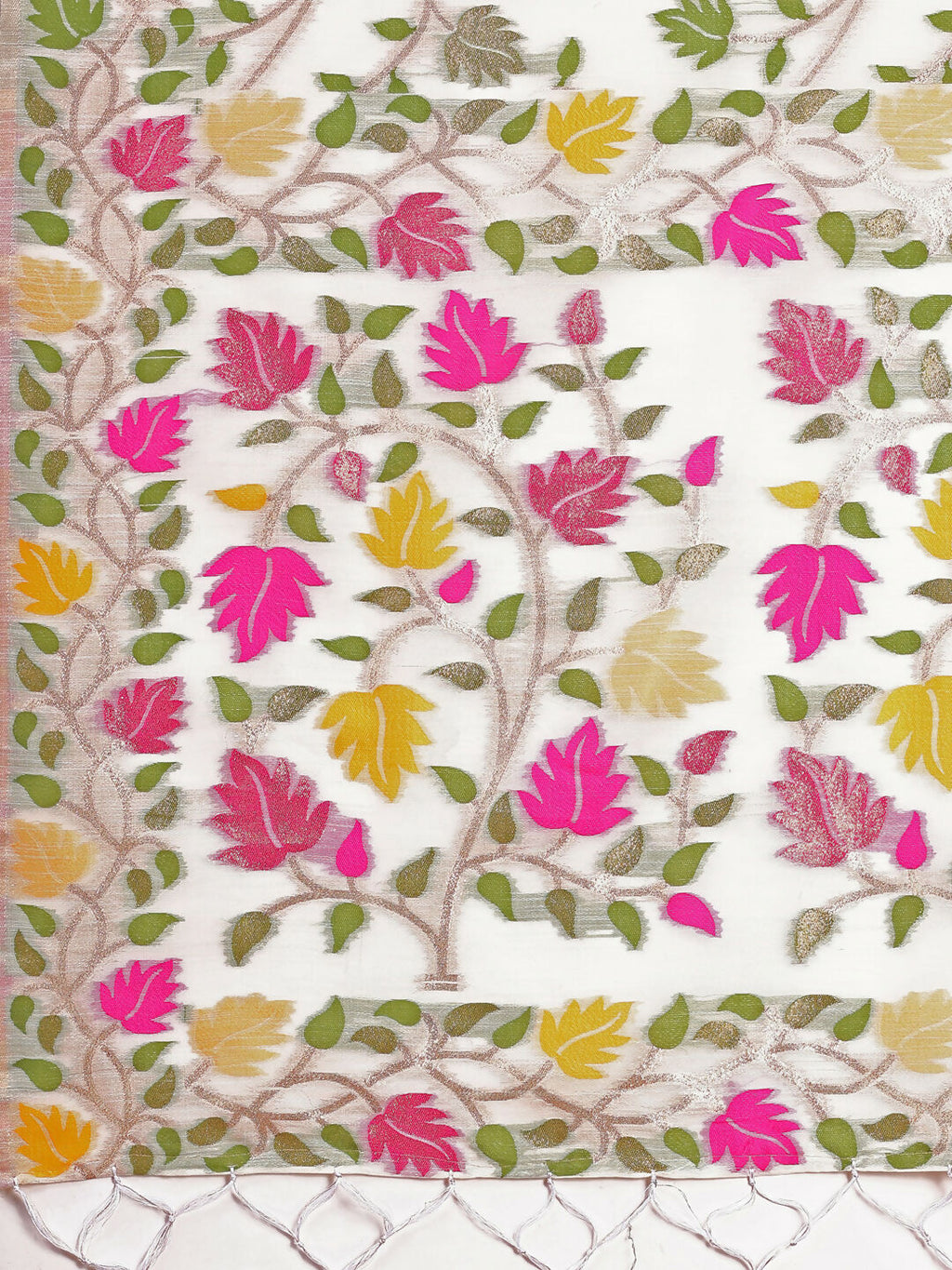 Shree Shyam Fashion Linen Cotton White Saree - Distacart