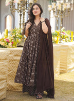 Vegaa Fashion Coffee Muslin Digital Print Designer Salwar Suit - Distacart
