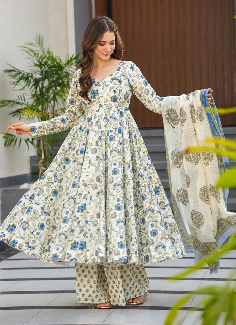 Vegaa Fashion Off White Muslin Digital Print Designer Salwar Suit - Distacart