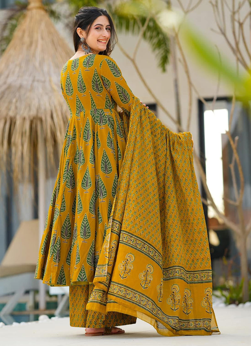 Vegaa Fashion Mustard Muslin Digital Print Designer Salwar Suit - Distacart