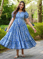 Vegaa Fashion Blue Rayon Digital Print Designer Western Gown - Distacart