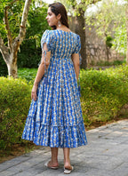 Vegaa Fashion Blue Rayon Digital Print Designer Western Gown - Distacart