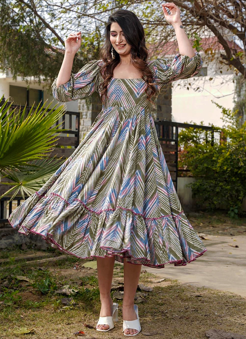 Vegaa Fashion Multi Color Rayon Digital Print Designer Western Gown - Distacart