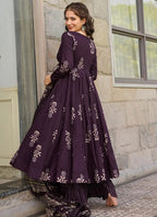 Vegaa Fashion Dark Purple Pure Muslin Digital Printed Designer Salwar Suit - Distacart