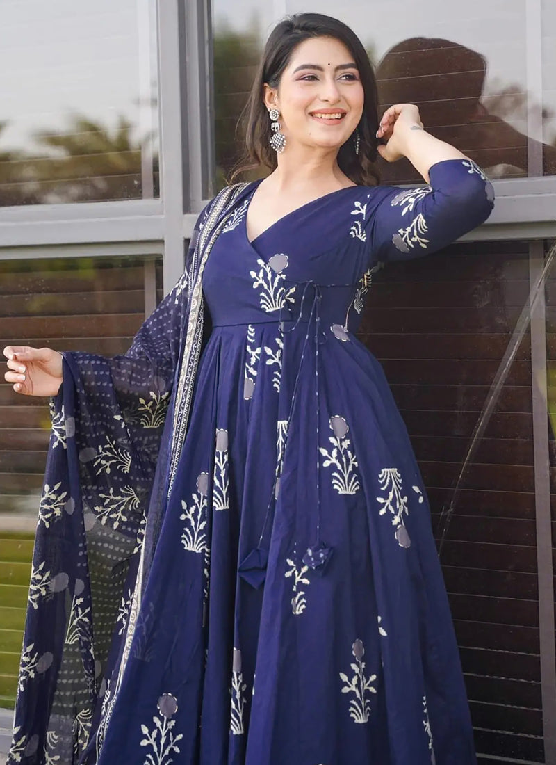 Vegaa Fashion Royal Blue Pure Muslin Digital Printed Designer Salwar Suit - Distacart