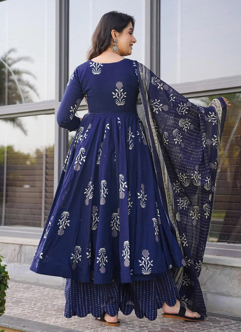 Vegaa Fashion Royal Blue Pure Muslin Digital Printed Designer Salwar Suit - Distacart