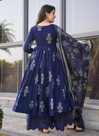Vegaa Fashion Royal Blue Pure Muslin Digital Printed Designer Salwar Suit - Distacart