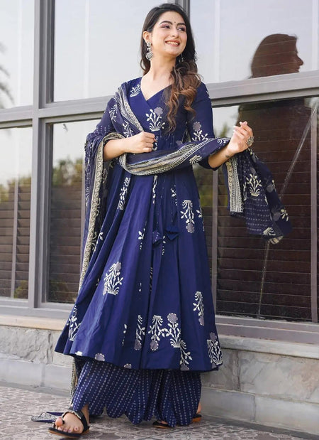 Vegaa Fashion Royal Blue Pure Muslin Digital Printed Designer Salwar Suit