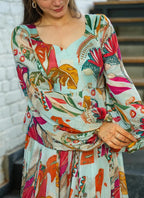 Vegaa Fashion Multi Color Heavy Air Tex Chinon Silk Digital Print Designer Gown - Distacart