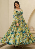 Vegaa Fashion Multi Color Heavy Air Tex Chinon Silk Digital Print Designer Gown - Distacart