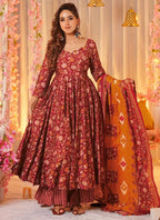 Vegaa Fashion Red Muslin Digital Print Designer Salwar Suit - Distacart