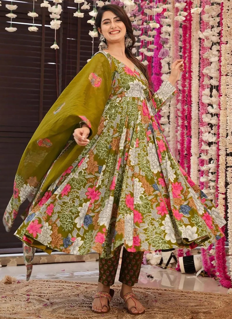 Vegaa Fashion Mehndi Muslin Digital Print Designer Salwar Suit - Distacart