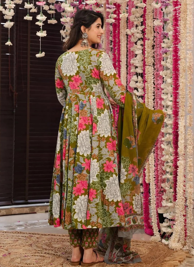 Vegaa Fashion Mehndi Muslin Digital Print Designer Salwar Suit - Distacart