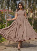 Vegaa Fashion Beige Rayon Digital Print Designer Gown For Festive - Distacart