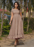 Vegaa Fashion Beige Rayon Digital Print Designer Gown For Festive - Distacart