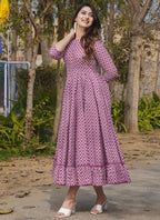 Vegaa Fashion Onion Pink Reyon Digital Print Designer Gown For Festive - Distacart