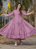 Vegaa Fashion Onion Pink Reyon Digital Print Designer Gown For Festive - Distacart
