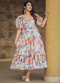Vegaa Fashion Off White Rayon Digital Print Designer Gown For Festive - Distacart