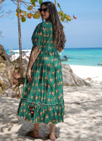 Vegaa Fashion Green Reyon Digital Print Designer Gown For Festive - Distacart