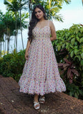 Vegaa Fashion Off White Rayon Digital Print Designer Gown For Festive - Distacart