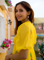 Vegaa Fashion Yellow Rayon Kota Checks Digital Print Kurti - Distacart