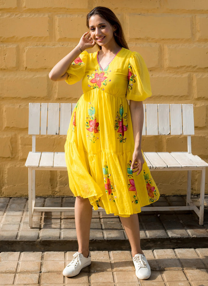 Vegaa Fashion Yellow Rayon Kota Checks Digital Print Kurti - Distacart
