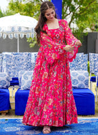 Vegaa Fashion Pink Georgette Digital Print Designer Gown For Festive - Distacart