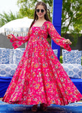 Vegaa Fashion Pink Georgette Digital Print Designer Gown For Festive - Distacart