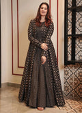 Vegaa Fashion Coal Black Muslin Digital Print Indo Western Gown For Wedding - Distacart