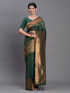 Shree Shyam Fashion Silk Dark Green Saree - Distacart