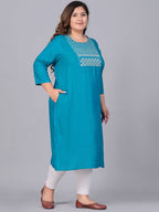 Sztori Women Yoke Design Mirror Work Kurta