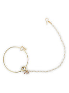 Gold-Plated White Kundan Studded Beaded Nosepin - Ruby Raang - Distacart