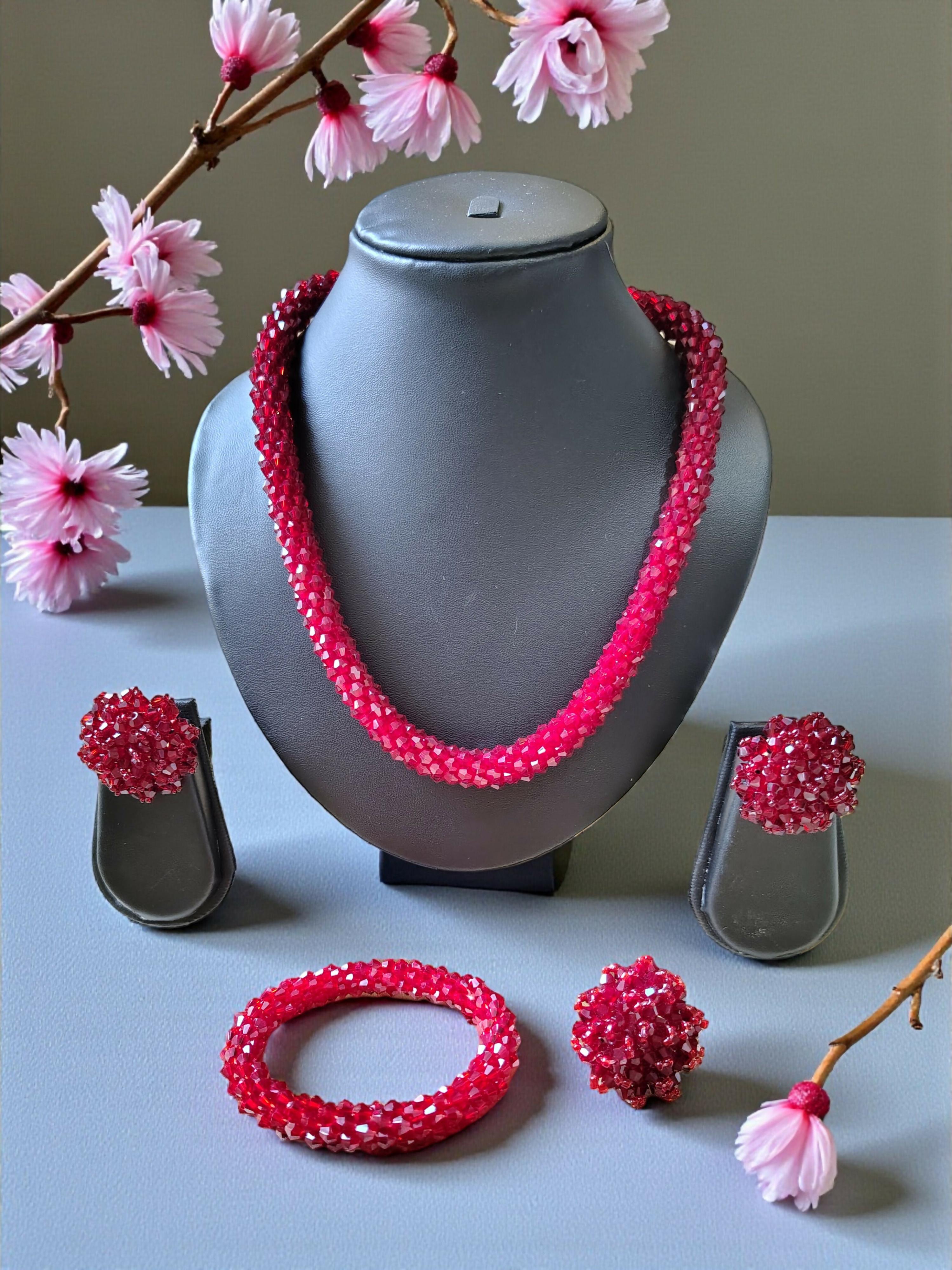 Inhanns Rangshine 4-In-1 Crystal Glam Set - Handmade - Maroon