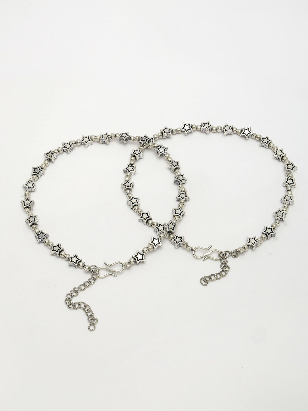 NVR Women's Set of 2 Silver-Plated Star Design Anklets - Distacart