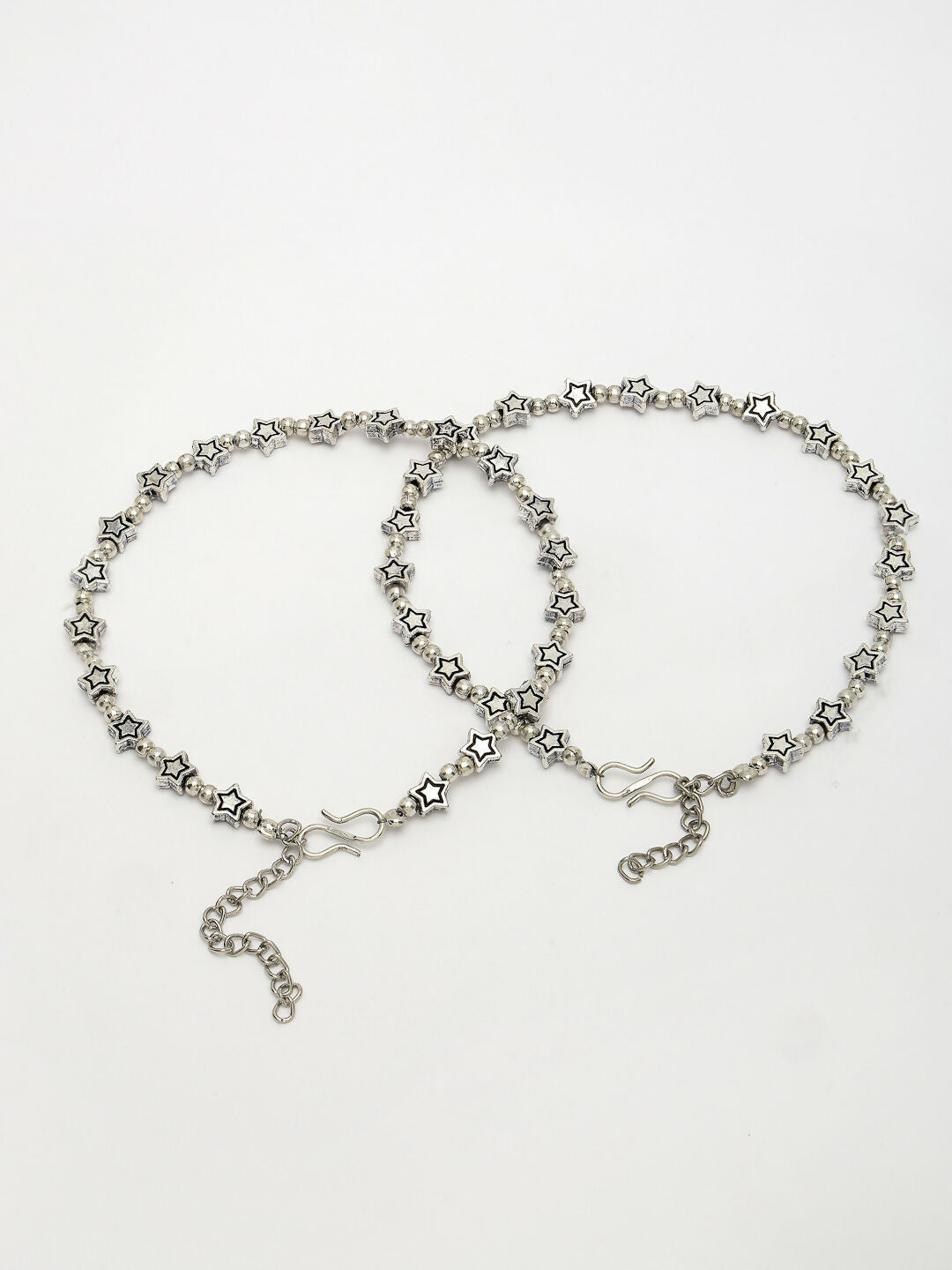 NVR Women's Set of 2 Silver-Plated Star Design Anklets - Distacart