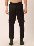 Jainish Men's Casual Cotton Solid Cargo Pants ( KGP 154 Black ) - Distacart