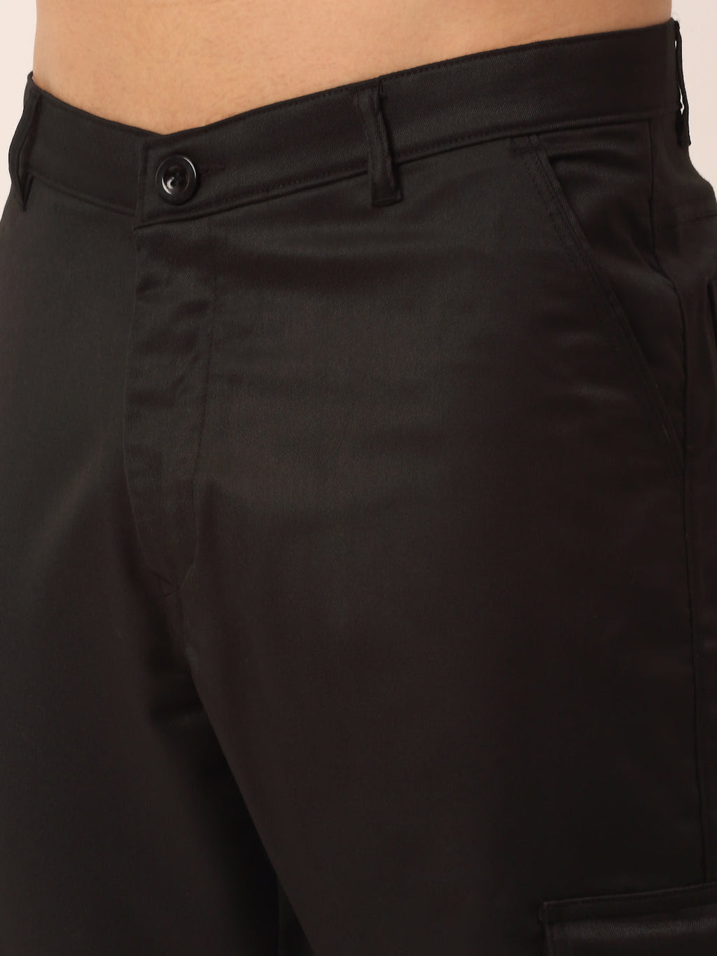Jainish Men's Casual Cotton Solid Cargo Pants ( KGP 154 Black ) - Distacart