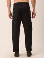 Jainish Men's Casual Cotton Solid Cargo Pants ( KGP 154 Black ) - Distacart