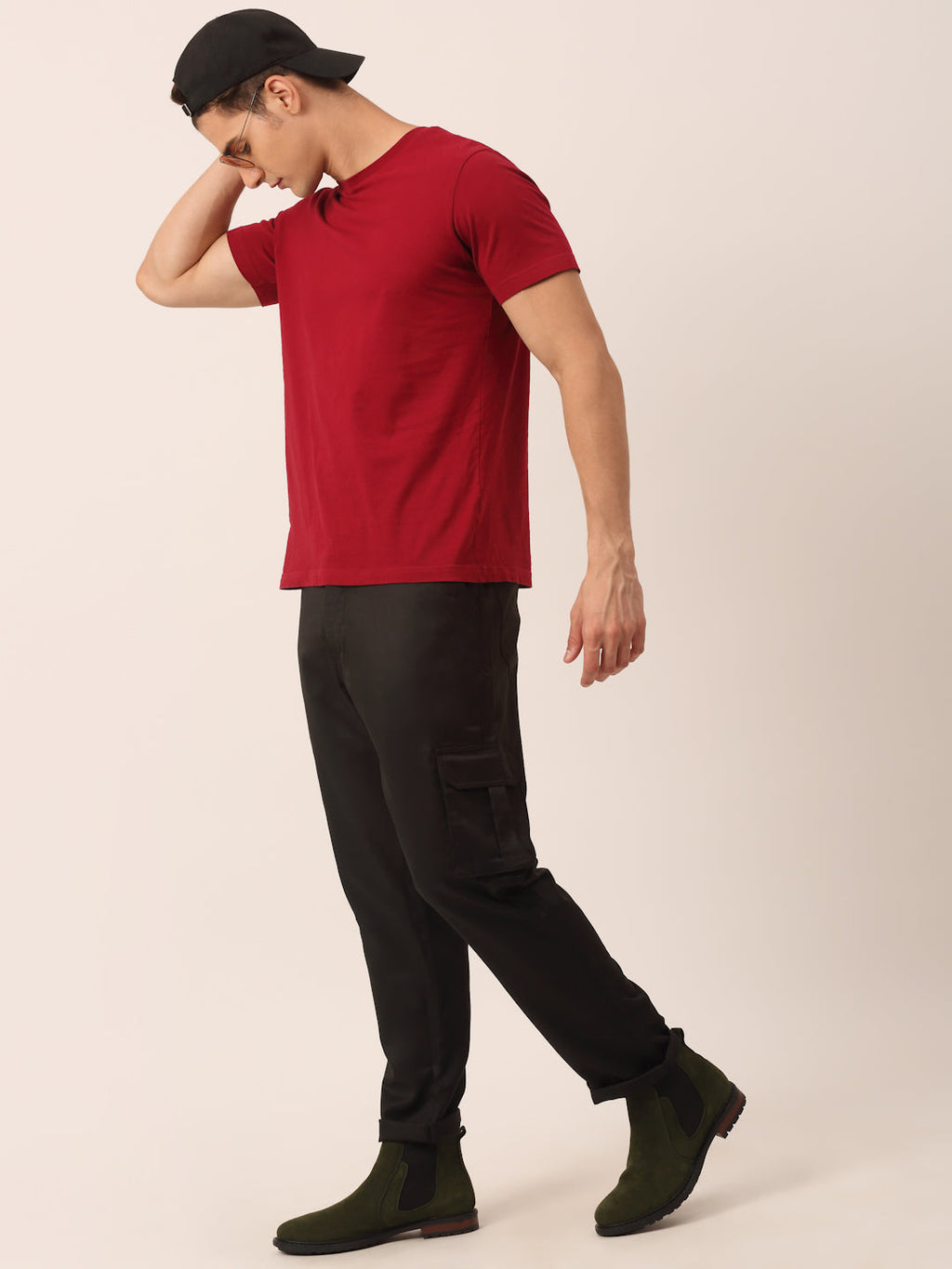 Jainish Men's Casual Cotton Solid Cargo Pants ( KGP 154 Black ) - Distacart