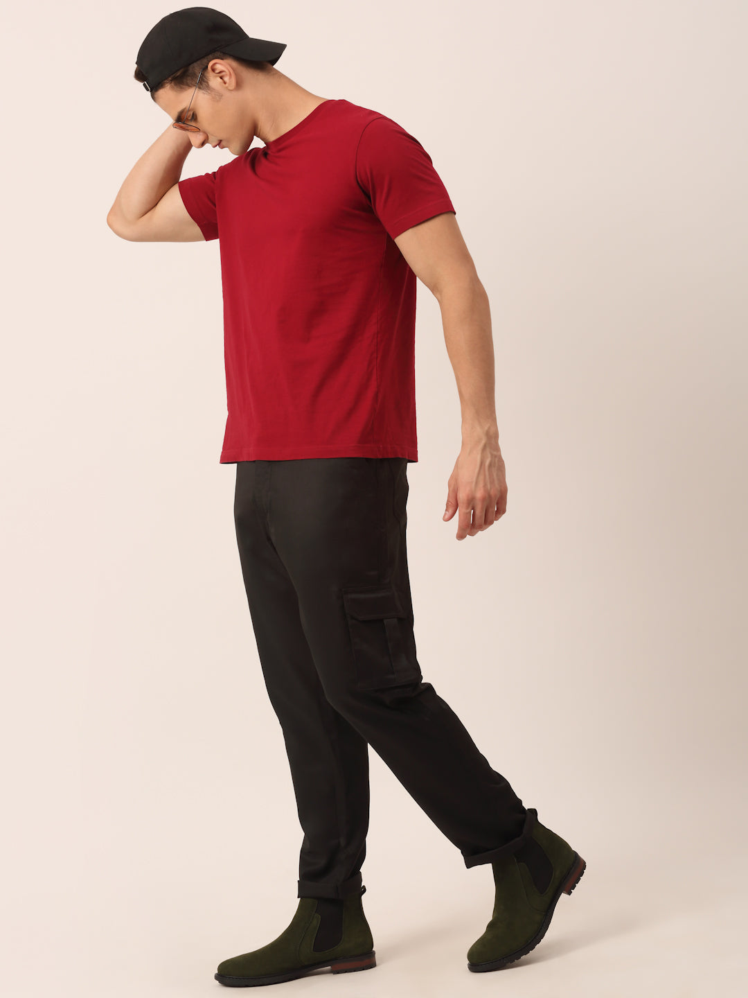 Jainish Men's Casual Cotton Solid Cargo Pants ( KGP 154 Black ) - Distacart