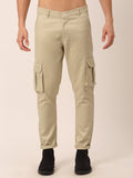 Jainish Men's Casual Cotton Solid Cargo Pants ( KGP 154 Cream ) - Distacart