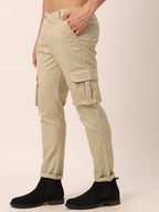 Jainish Men's Casual Cotton Solid Cargo Pants ( KGP 154 Cream ) - Distacart